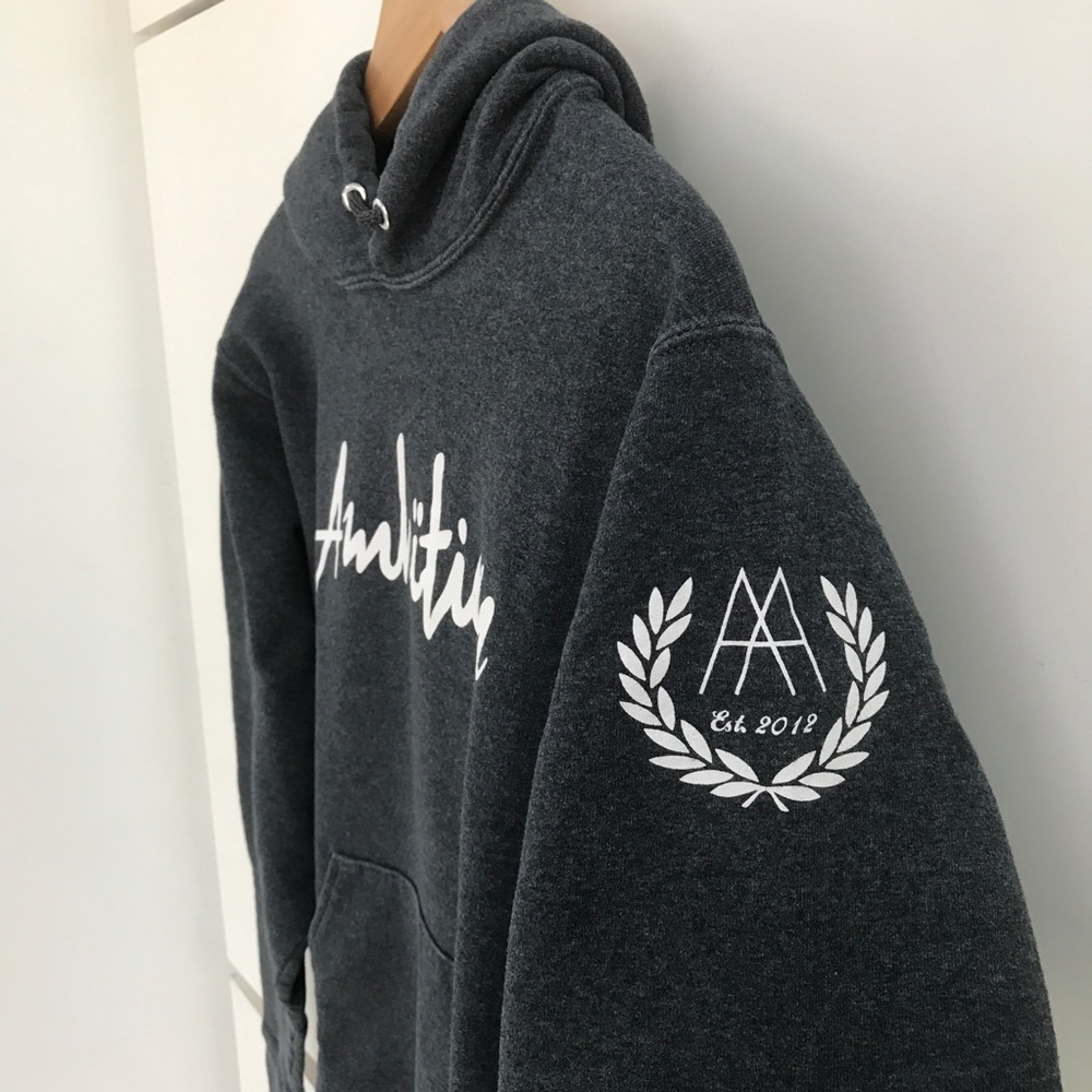 Ambition Apparel Dark Heather Grey & White Hoodie - Picture 2 of 4